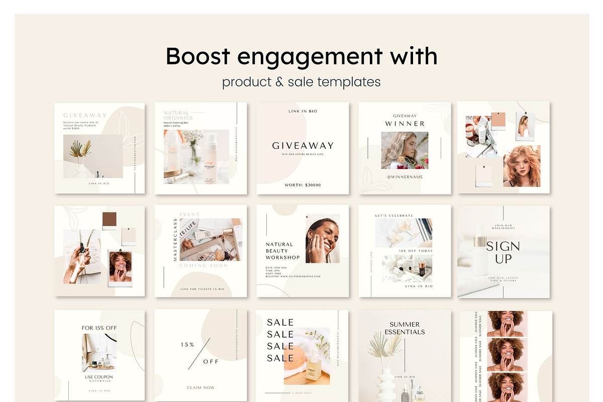 Natural Beauty Instagram Feed Canva, a Social Media Template by Cultive Creative (Photo 10 of 13)