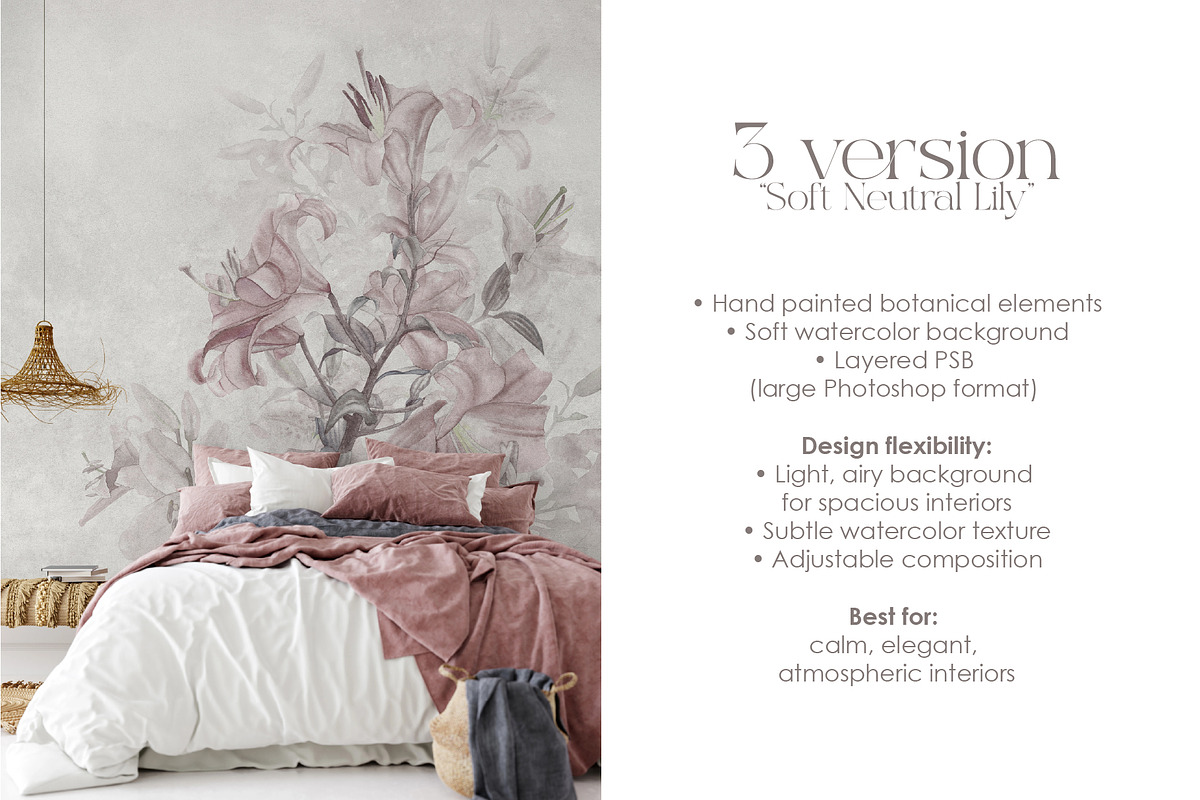 Timeless Lily wall mural set, a Wallpaper Graphic by Timofi Art (Photo 10 of 13)