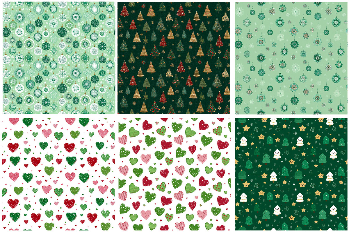 Red & Green Christmas Digital Paper, an Illustration by Designking (Photo 2 of 4)