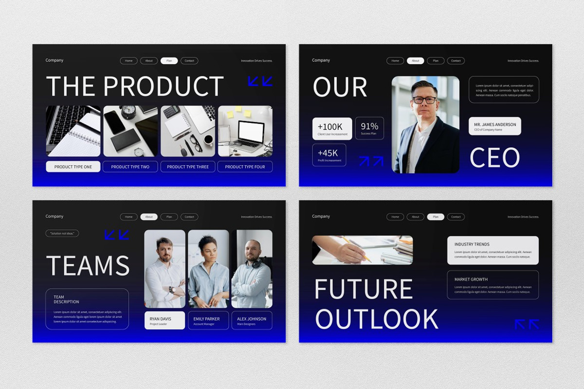 Blue Agency Business Plan PPT, a Presentation Template by graphicook (Photo 7 of 10)