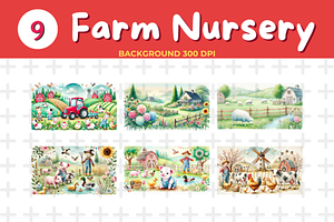 Watercolor Farm Nursery Background, a Background Graphic by John_Walker