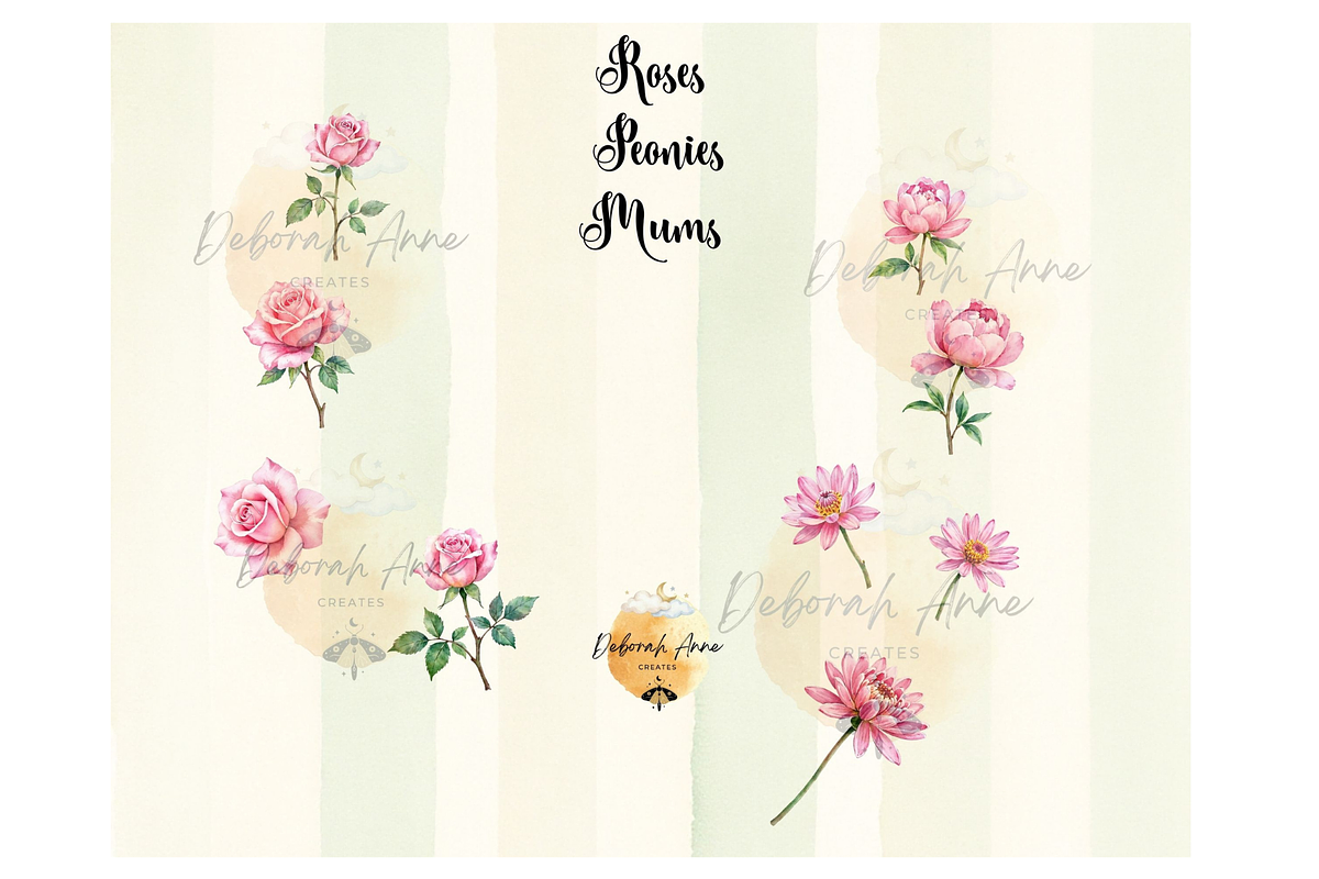 20 Pink Watercolor Floral Clipart, an Object Graphic by Deborah Annes Digitals (Photo 2 of 4)