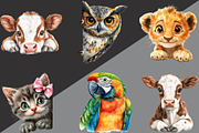 Animal Peeking Around Corner Clipart, an Illustration by Black Bird Studio (Thumbnail 4 of 6)