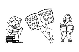 student kid girl book vector, an Object Illustration by pikepicture