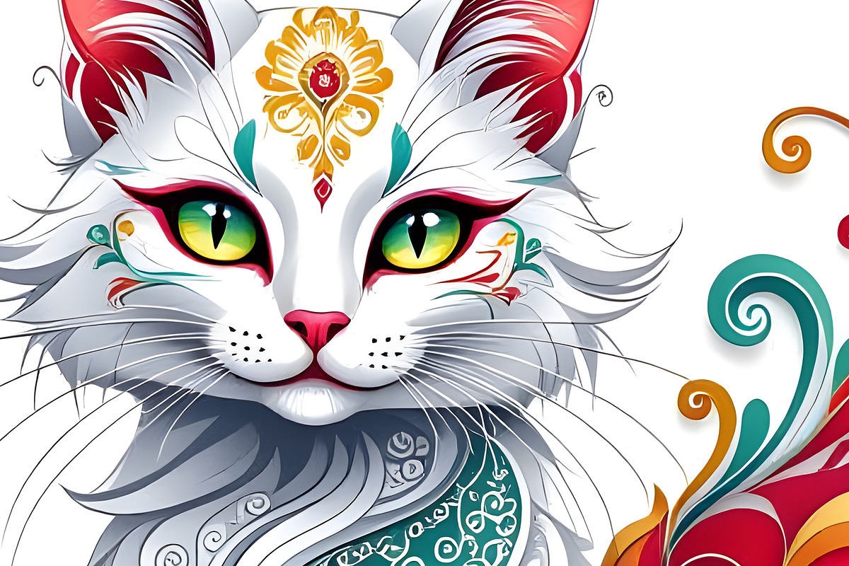 White Exotic Cat, an Animal Illustration by Sharon Schwalbe (Photo 1 of 2)