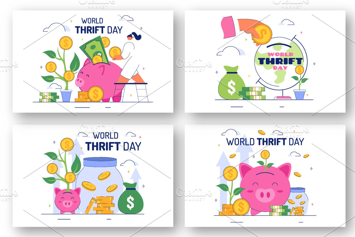 10 World Thrift Day Illustration, a Finance Illustration by denayunebgt (Photo 3 of 4)