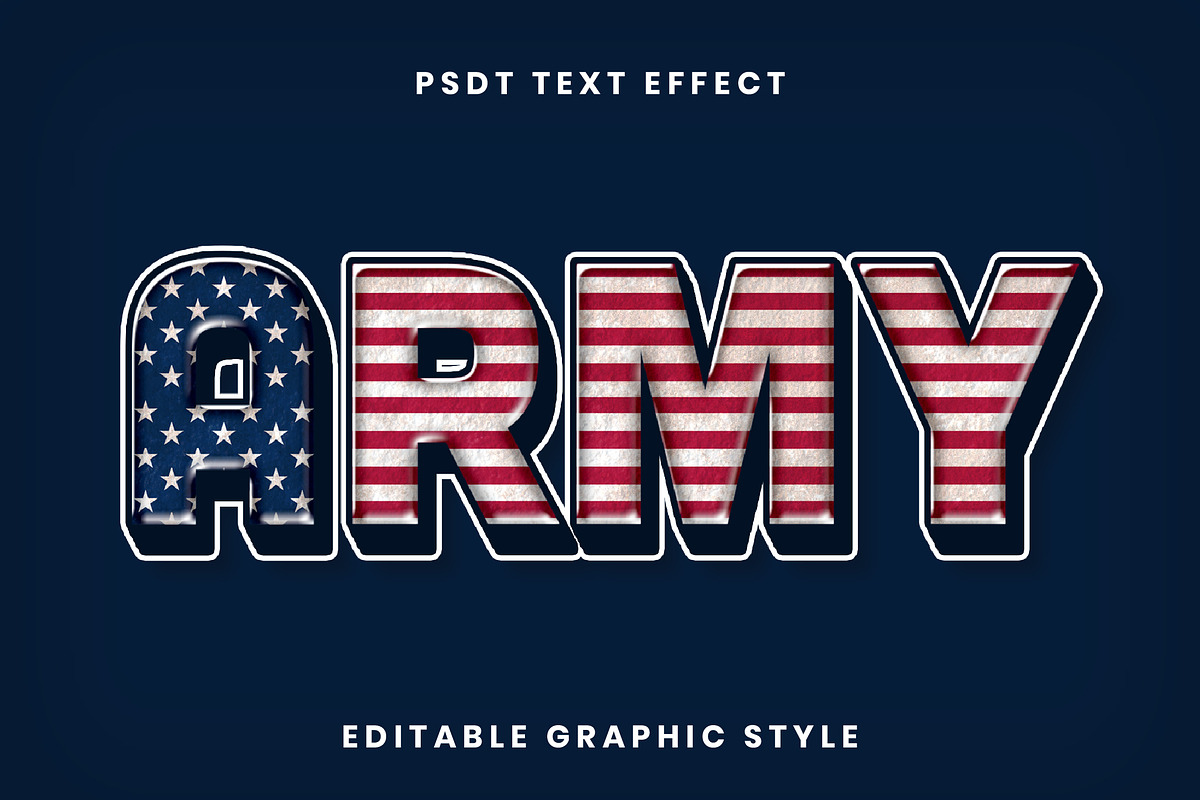 USA Flag 3D Bold Text Effect