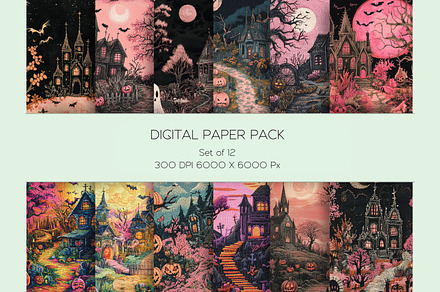 Pink Halloween Embroidery Paper Set