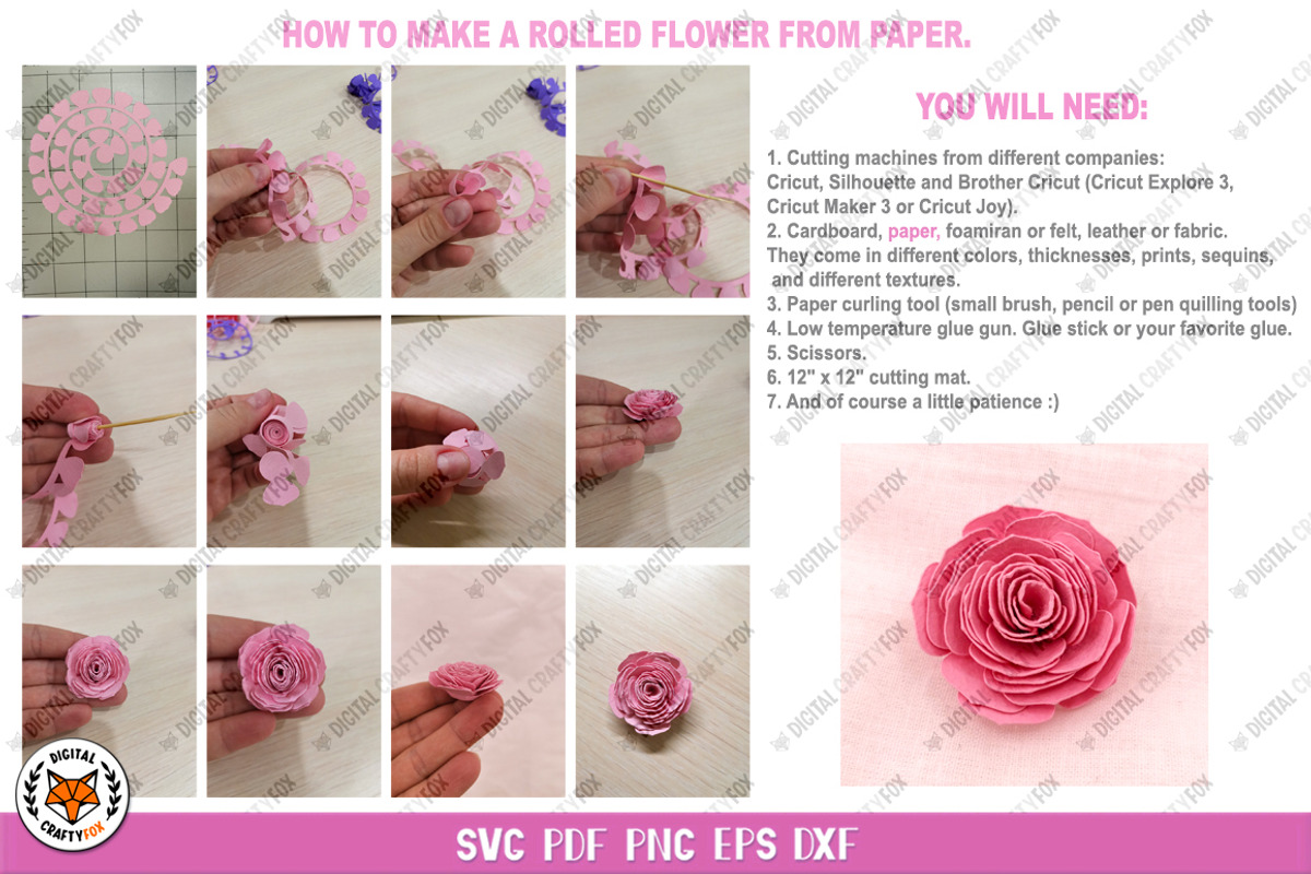 3D Rolled Paper Flowers SVG, a Graphic by Digital_Craftyfox (Photo 5 of 11)