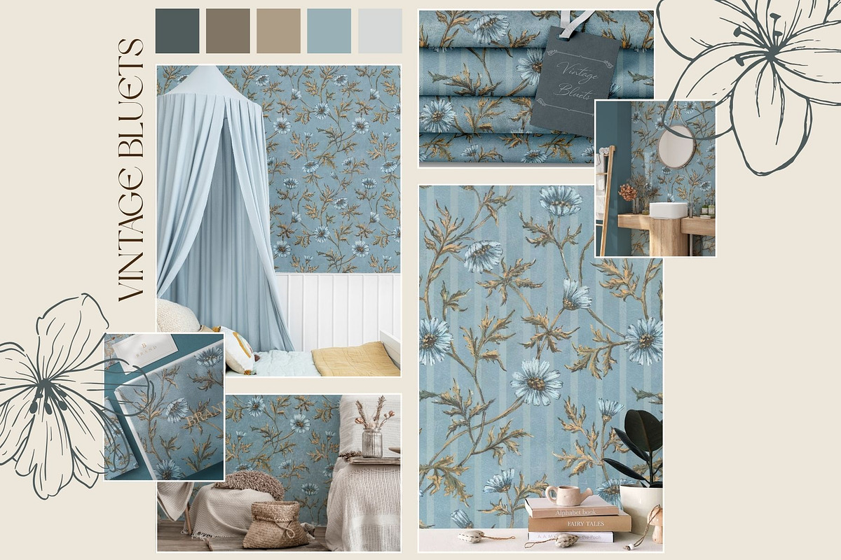 Vintage Floral Pattern Collection, a Pattern Graphic by MouseGrey (Photo 7 of 9)