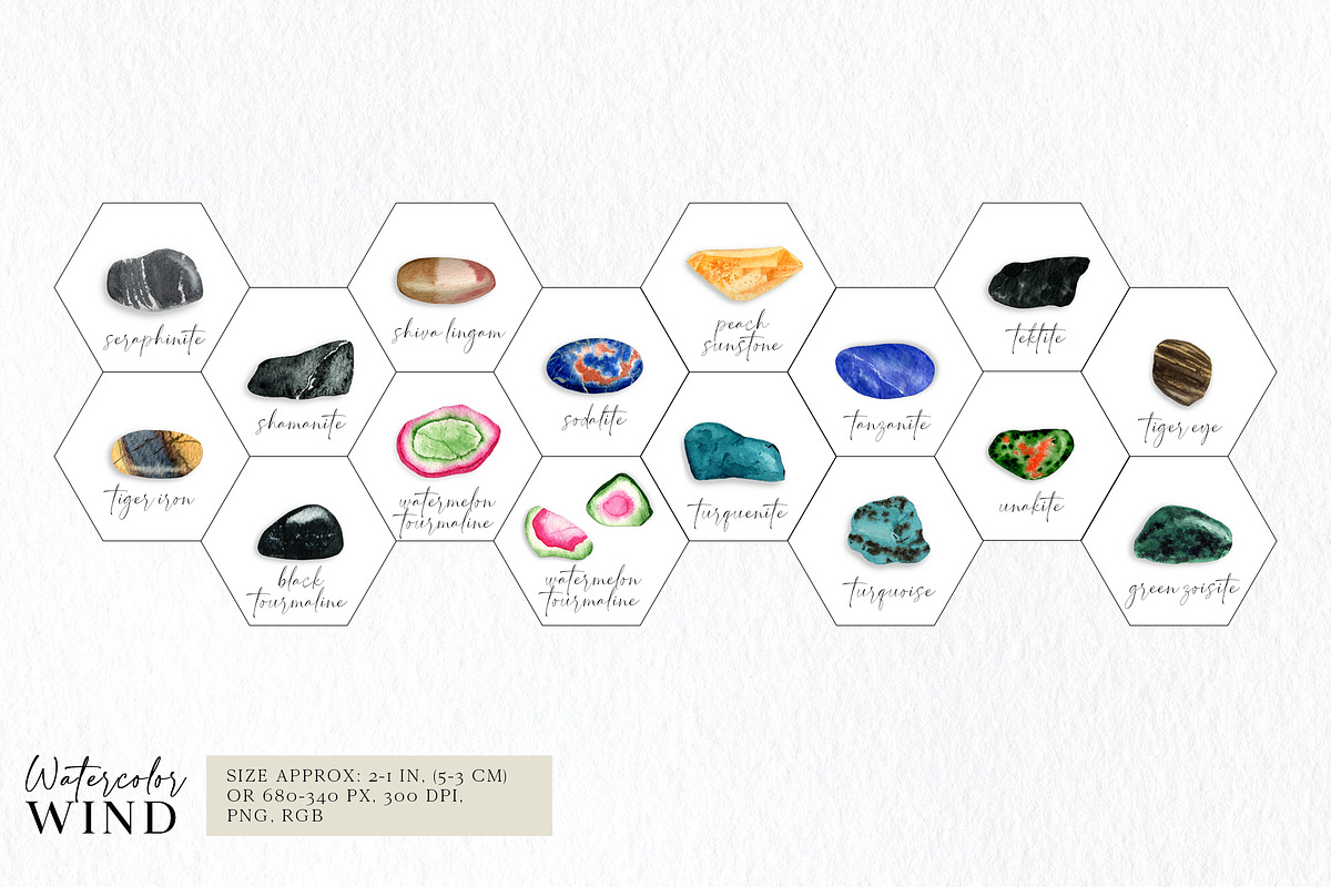 Watercolor gemstone clipart, an Illustration by Ksenia Shmakova (Photo 5 of 13)