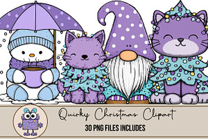 Quirky Christmas Clipart, an Illustration by DreamArtGraphic