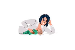 Smiling mother breastfeeding her, a Food Illustration by pikepicture