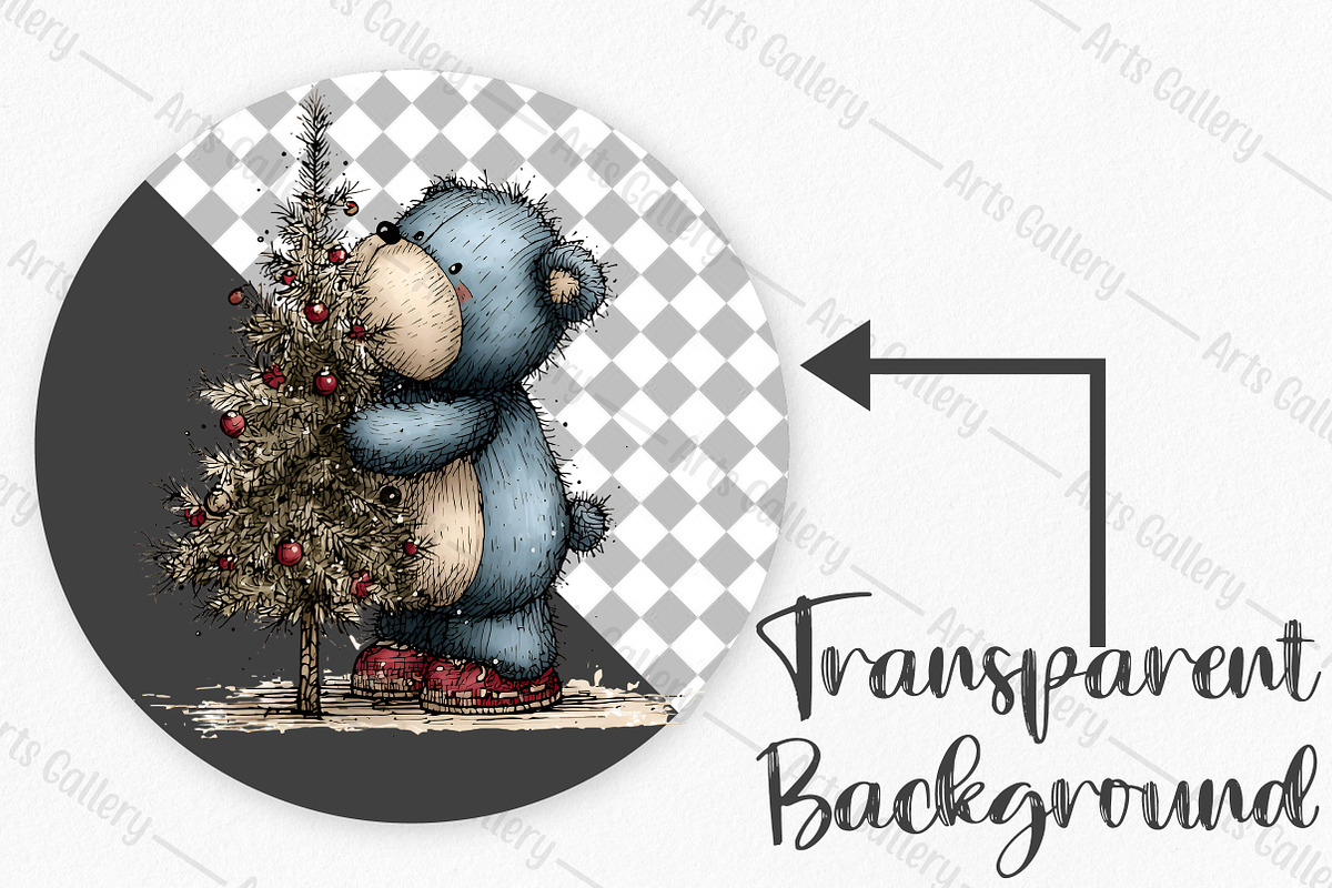 Christmas Teddy Bear Blue Clipart, an Illustration by Canvas Craft (Photo 2 of 7)