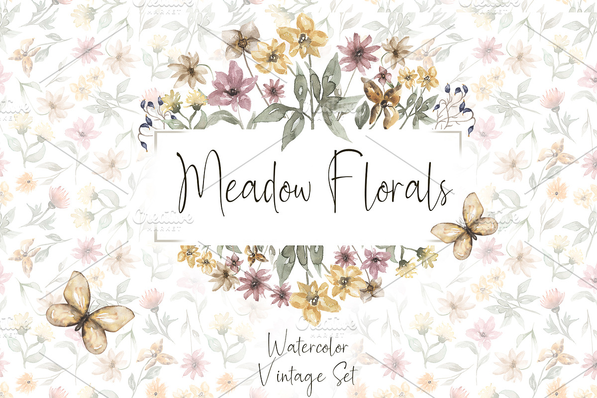 Watercolor Meadow Florals Set, a Decorative Illustration by MayaNavits (Photo 1 of 8)