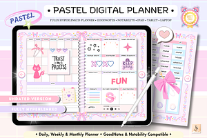 Pink Pastel Portrait Digital Planner