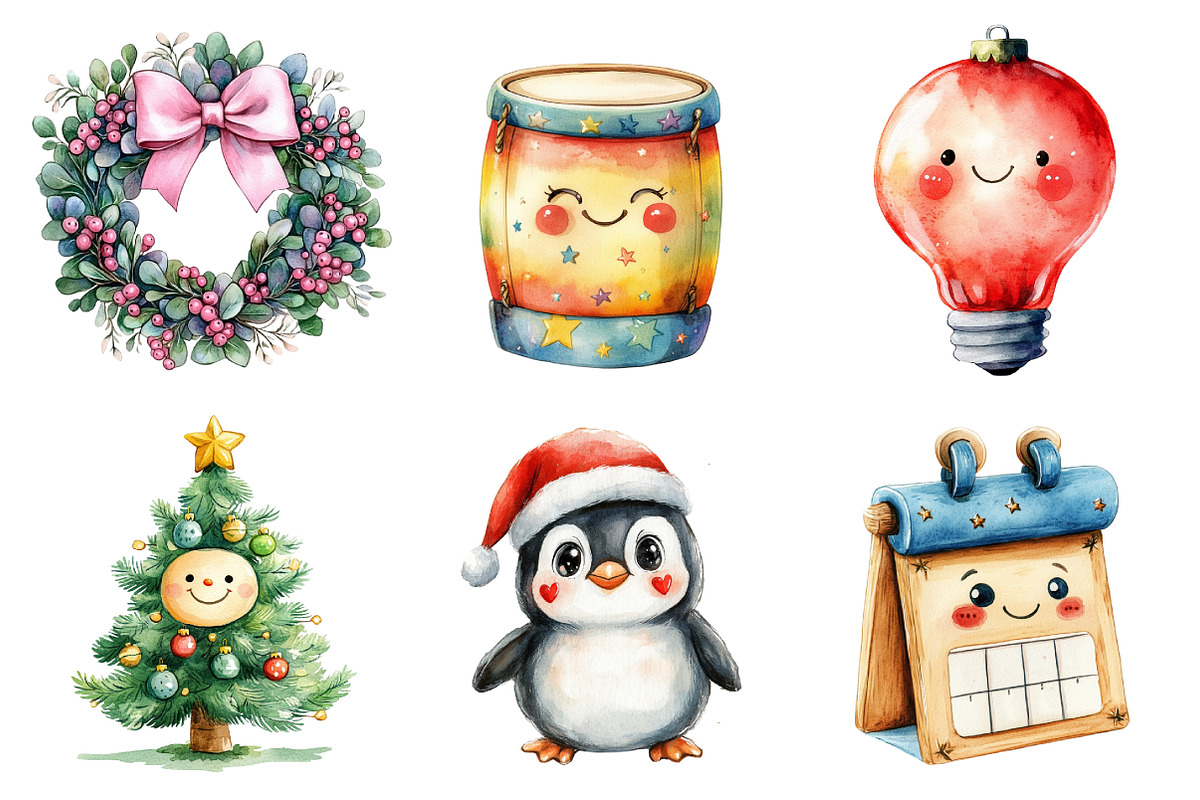 Kawaii Christmas Cuties Set, an Illustration by Daily.Designs (Photo 2 of 5)