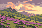 Rolling green hills purple heather, a Seasonal Illustration by SouravDesign (Thumbnail 1 of 3)