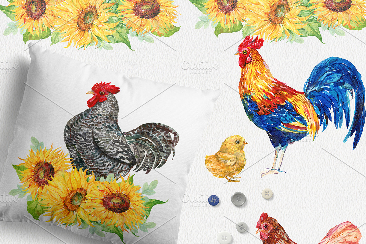 Bird Farm watercolor clipart, an Animal Illustration by MitrushovaArt (Photo 2 of 5)