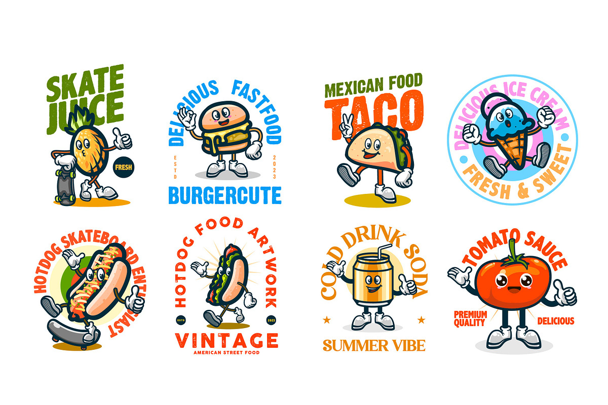 fast food groovy style illustration, a Food Illustration by grindstudio (Photo 2 of 4)