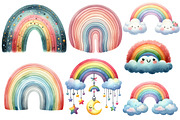 Watercolor Cute Rainbow Clipart PNG, an Illustration by Designworld (Thumbnail 2 of 5)