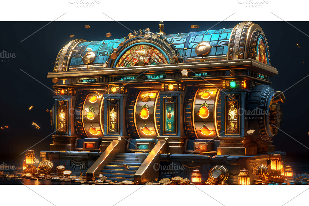 Fantasy slot machine overflowing, a Sport Illustration by AlexArt