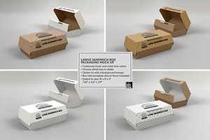 Large Sandwich Box Packaging Mockup