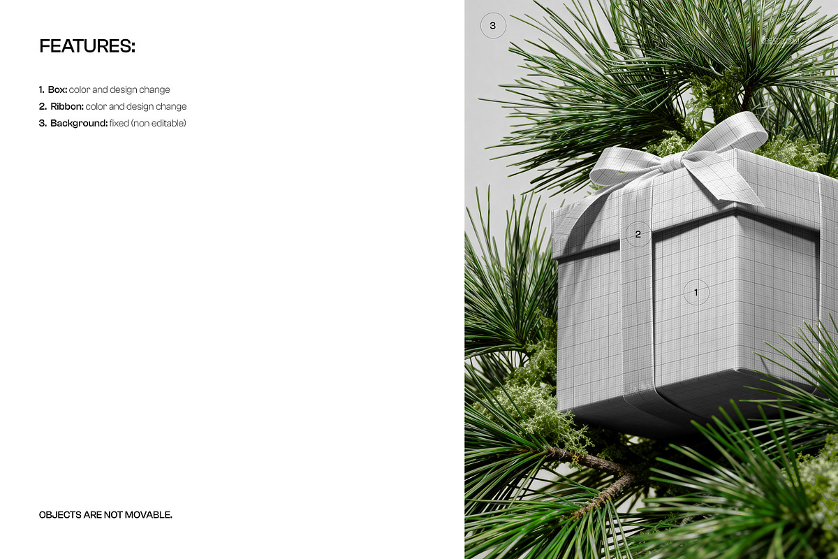 Christmas Gift Box Mockup, a Packaging Mockup by creatsy5 (Photo 3 of 6)