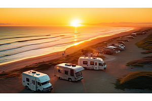 outdoors rv sun ai generated, a Holiday Photo by pikepicture