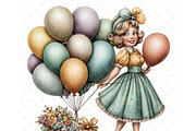 Balloon girl Clipart JPG, a Person Illustration by Memories By Lea (Thumbnail 7 of 18)