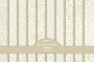 Set of 10 seamless pattern Baroque