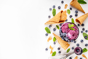 Blueberry rich creamy sorbet ice cream, a Food & Drink Photo by Rimma