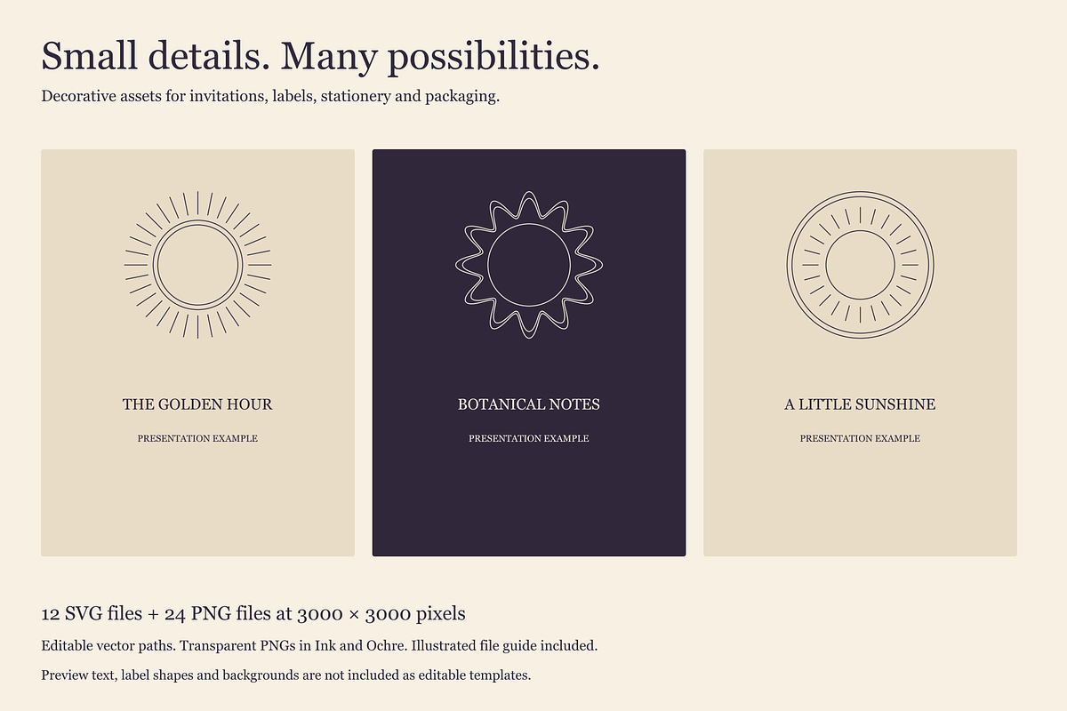 Solar Forms — Geometric Sun Emblems, an Object Graphic by Tzochko (Photo 3 of 3)