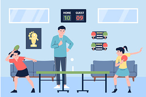 Table tennis kids players. Sport, a Sport Illustration by LadadikArt