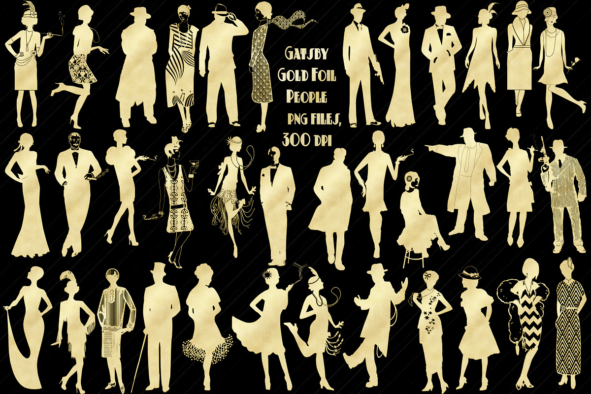 Gatsby Gold Foil People Clip Art, a Person Illustration by FrankiesDaughtersDesign (Photo 1 of 5)