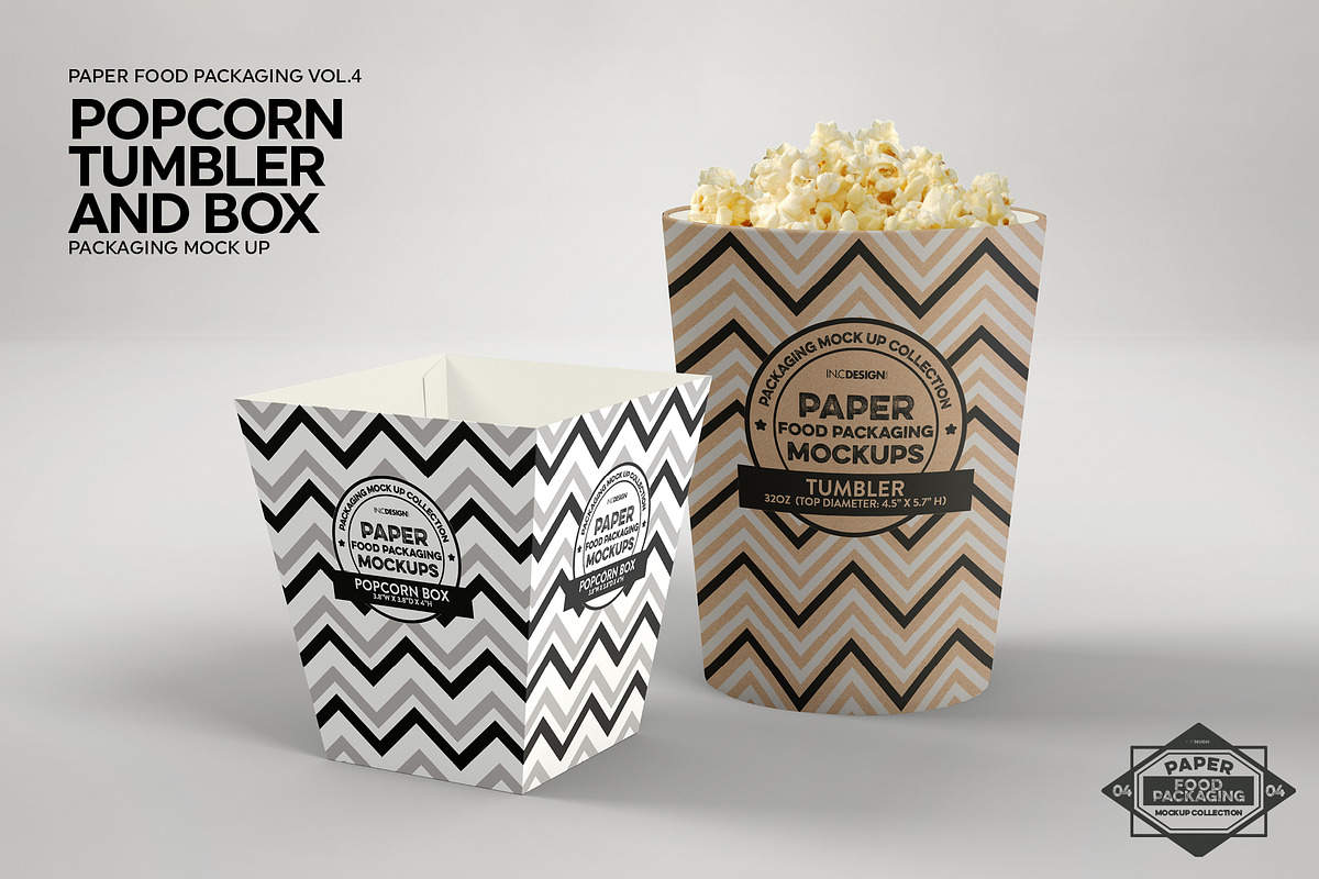 Popcorn Containers Packaging Mockup, a Packaging Mockup by INCDesign (Photo 4 of 6)