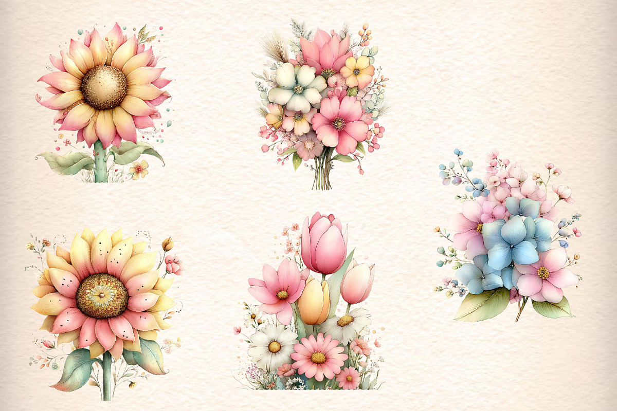 Whimsical Summer Flowers Clipart, an Illustration by Designworld (Photo 4 of 6)