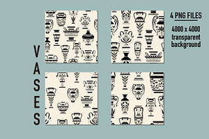 Vases. Graphic Clipart Patterns.