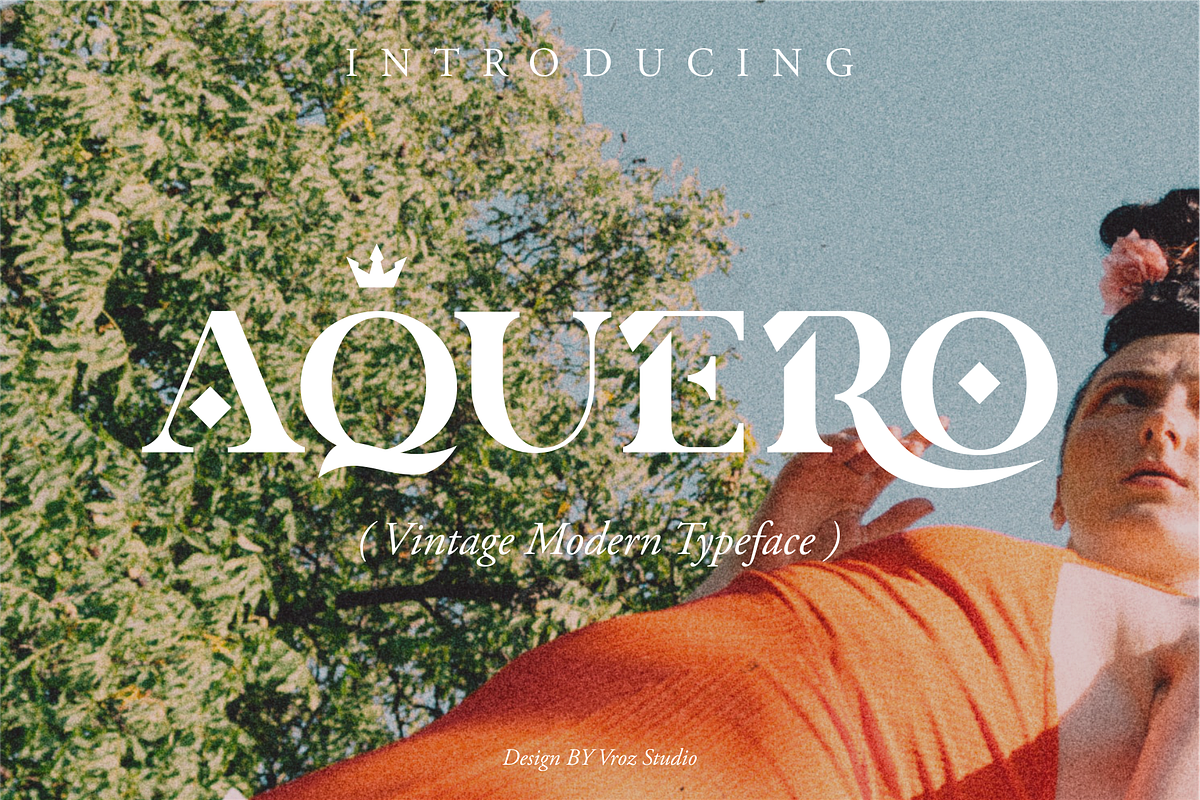 Aquero - Vintage Typeface, a Serif Font by Vroz Studio (Photo 1 of 9)