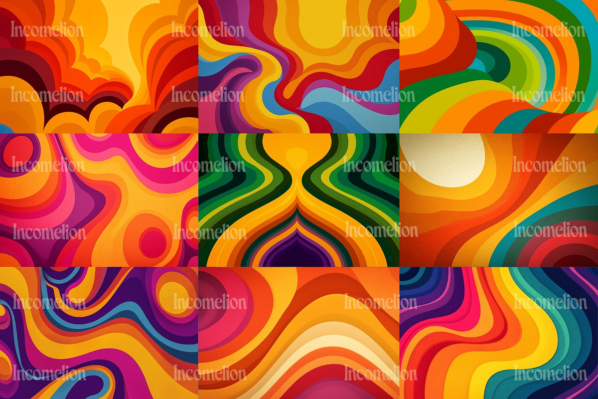 50 Groovy 1970s Backgrounds, a Decorative Illustration by Incomelion (Photo 3 of 12)