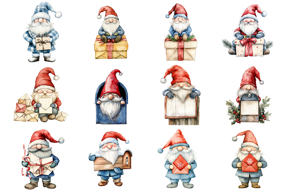 Christmas Mail Gnome Clipart, an Illustration by Design Market (Photo 3 of 3)