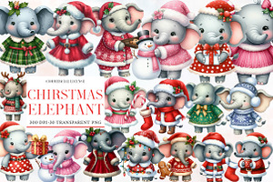 Chirstmas Elephant Clipart Sublimati, an Illustration by Designworld