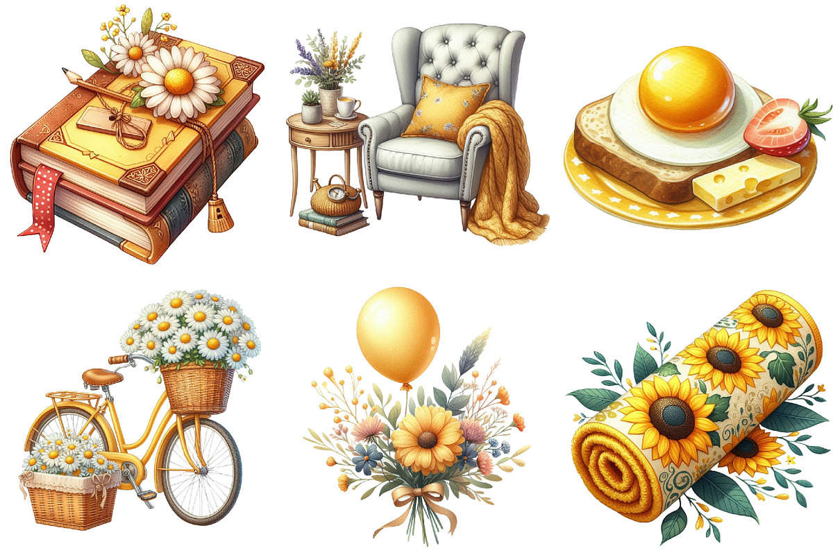 Cozy Yellow Summer Clipart, an Illustration by Pixels.Craft (Photo 4 of 10)