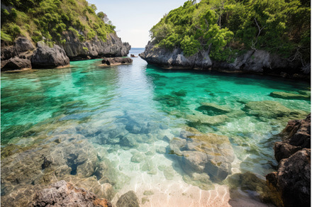 a hidden beach, with crystal-clear, a Nature Photo by Sergey Kotenev