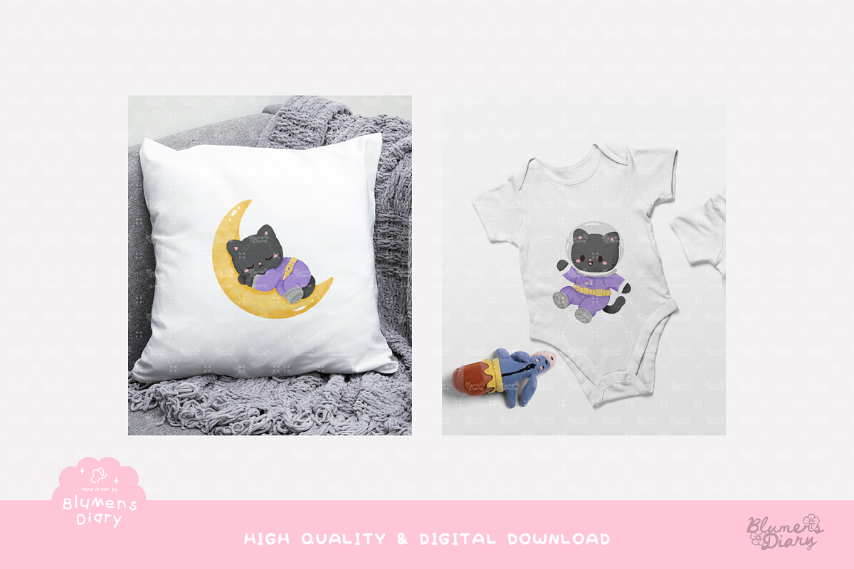 Luna the Black Cat Astronaut Clipart, an Animal Illustration by Blumensdiary (Photo 4 of 6)