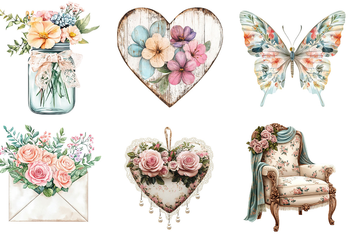 Shabby Chic Mothers Day Clipart, a Seasonal Illustration by Designking (Photo 2 of 5)