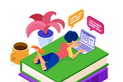 Online distance education from home, an Education Illustration by TAlex (Thumbnail 5 of 6)
