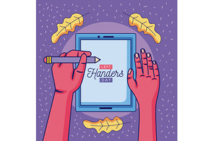 left handers day lettering poster, an Illustration by studiogstock