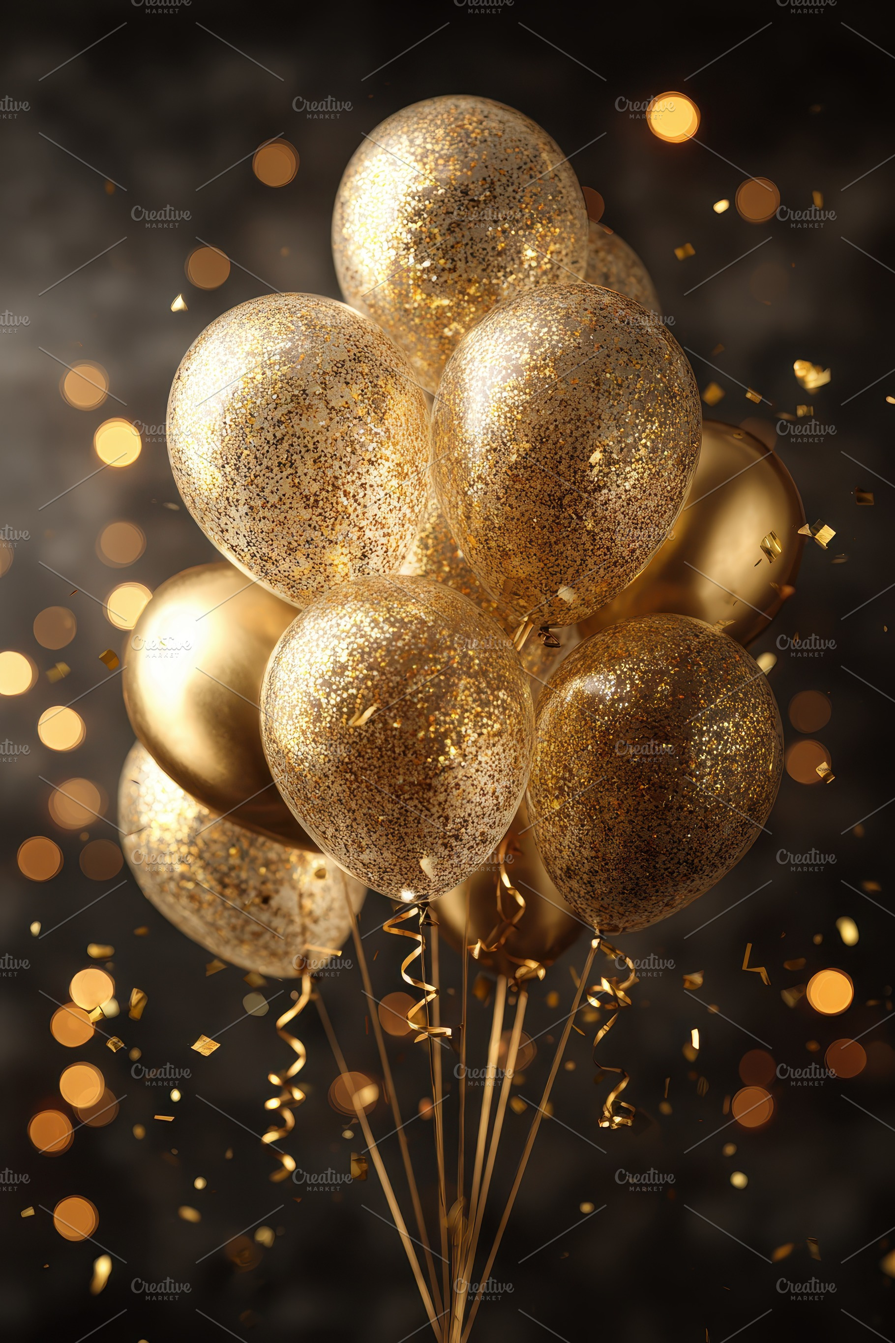 Gold glitter balloons celebration pa, a Photo by Pixeness Studio