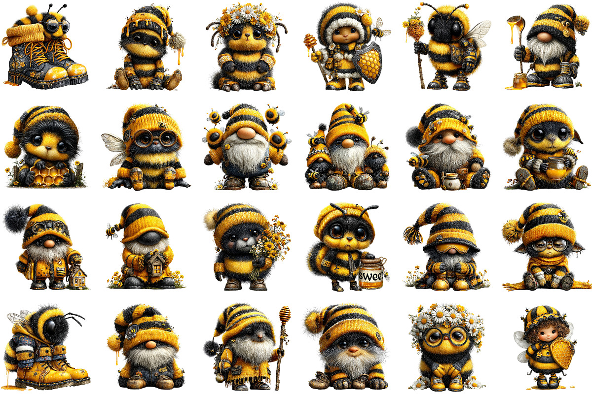 Cute Bee Gnome - Honey Bee Clipart, an Illustration by Sublimation Artist (Photo 2 of 6)